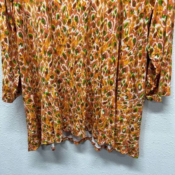 LOGO By Lori Goldstein Orange Multicolor Abstract Geometric Print Top Size XL - Picture 3 of 14